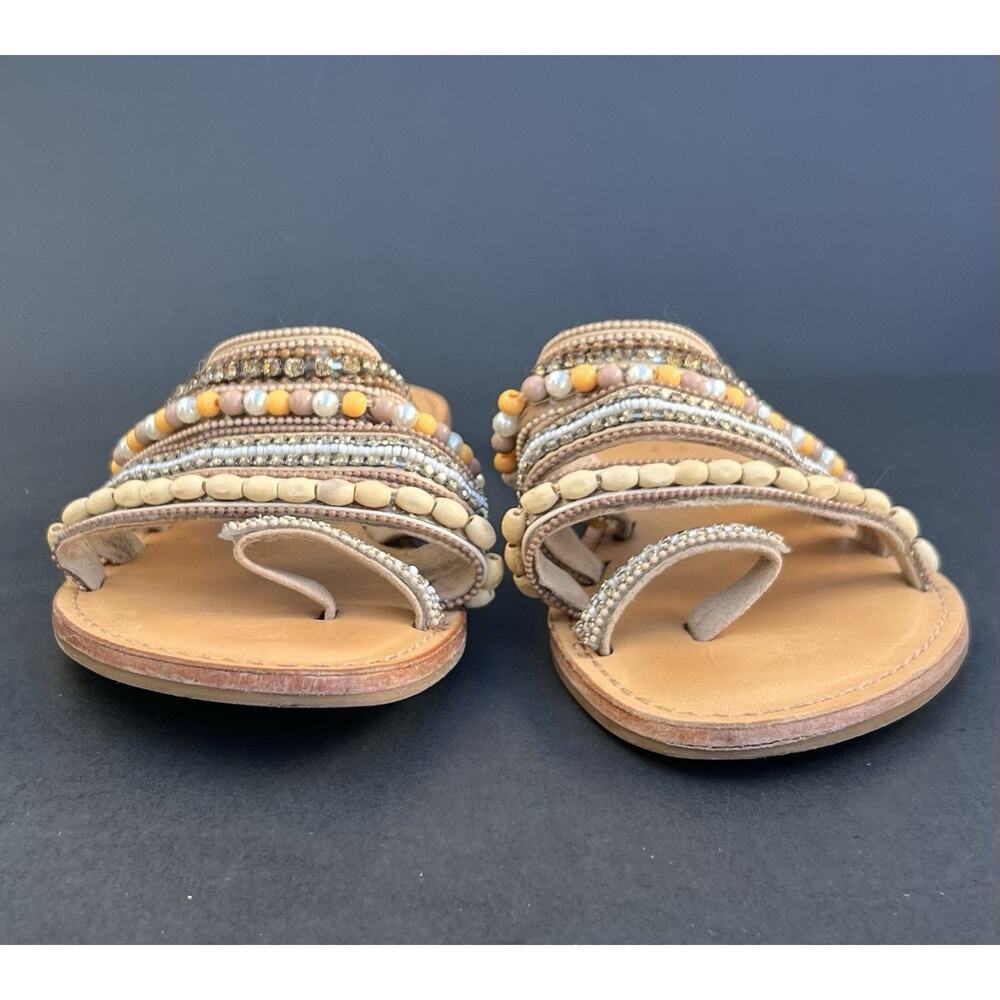 Schutz Jodie Beaded Toe-Loop Leather Sandals Women's Size 7.5 US - Picture 8 of 13